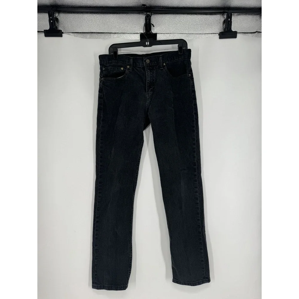 Levis Regular Fit Straight Leg Jeans Mens 34x32 Black Cotton Classic 5 Pocket